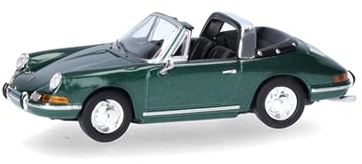 herpa Modellino auto Porsche 911 Targa, miniatura scala 1:87, pezzo da collezione, Made in Germany, modello in plastica, colore: verde metallizzato