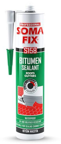 Roof Sealant - Waterproof Bitumen Sealant for Roofing Felt and Gutter, Roof Felt Adhesive - Black Paste Rubber - Stops Leaks & Weatherproof (310ML)