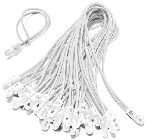 75 Stück Spanngummi mit Haken, Expander mit Haken 25 cm, Multifunktional Gummispanner mit Haken für Planen Plakate Zelt Banner Pavillions (weiß)