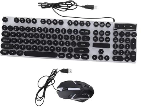 OSALADI 1Set Rgb Ergonomic Keyboard Mouse Gaming Bundle with Multimedia Shortcuts for Laptop and Desktop Use Stylish Rainbow Backlight Durable Slip Design