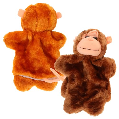 minkissy 2 Stück Kinder Handpuppen AFFE Aus Weichem Plüsch Realistische Storytime Handspielzeuge Für Eltern Kind Spiele Und Pädagogisches Handspielzeug