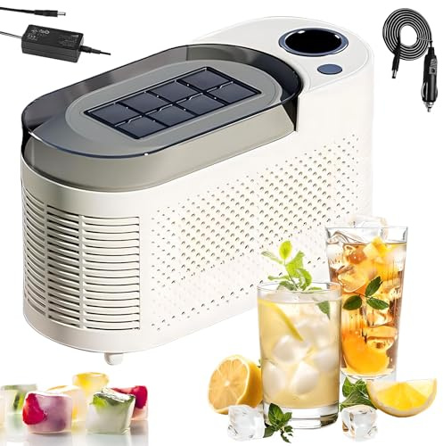 Máquina De Fabricantes De Hielo Portátil, Escritorio Pequeño De Hielo, 8 Cubos En 10-15 Minutos, Dos Modos De Carga, Para Reuniones Familiares, Oficina, Uso De Automóviles white