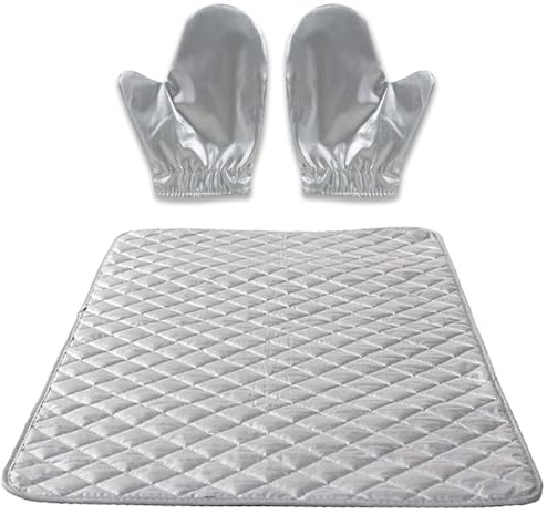 DAVBNM Ironing Mat Table Top Ironing Boards Travel Iron Mat For Sewing, Portable Ironing-Pad For Steam Pressing On Tabletop Or Bed, Anti Steam Gloves Waterproof Durable Heat Resistant Clothes, 45x85cm