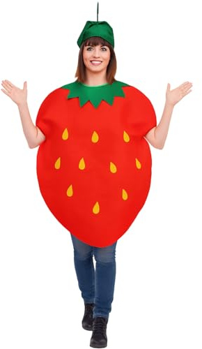 GWAWG Disfraz de fresa para adultos, disfraz de fresa con tocado, cómodo y ligero, talla única para Halloween, fiestas temáticas, juegos de rol y eventos divertidos