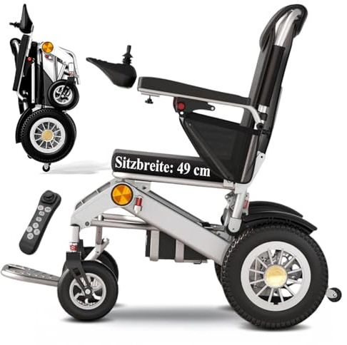 ZQHQKJ Elektrorollstuhl elektrisch faltbar mit Fernbedienung – 700W Motor, 30 Ah Akku (bis 45 km), 49 cm Sitzbreite, stoßgedämpft, für Senioren & Reisen,12A