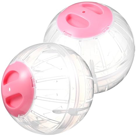 ifundom Pelota de Ejercicio para Hámster Transparente y Rosa Ventilación Segura para Roedores Activos Bola para Correr para Mascotas Pequeñas, Plástico Duradero 14,5 Cm