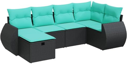 vidaXL Loungegrupp med dynor 6 delar svart konstrotting