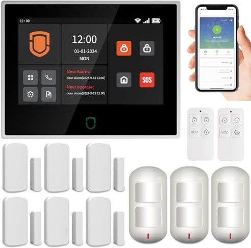 Wolf Guard - Allarme Casa WiFi Senza Fili, Antifurto Casa Wireless con APP Tuya, Supporta SIM 4G, KIT Allarme con Rilevatore di movimento, Sistema di Sicurezza già Configurato, Italian WT4F-06