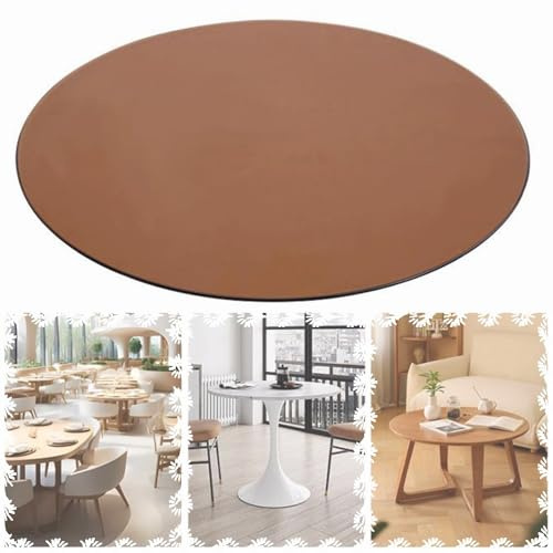 DAQXYH 50 80 100cm Tablero De Mesa Redondo De Cristal Templado Marrón Para Mesa De Comedor, De Cristal Transparente, Liso Y Resistente(98cm/39in)