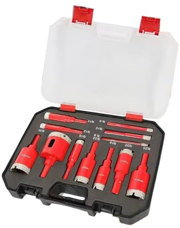 Set di perforazione di alta qualità per la lavorazione di piastrelle con foro rivestito di diamante, strumento di precisione per l'installazione sanitaria | Robusta scatola inclusa, pratico accessorio