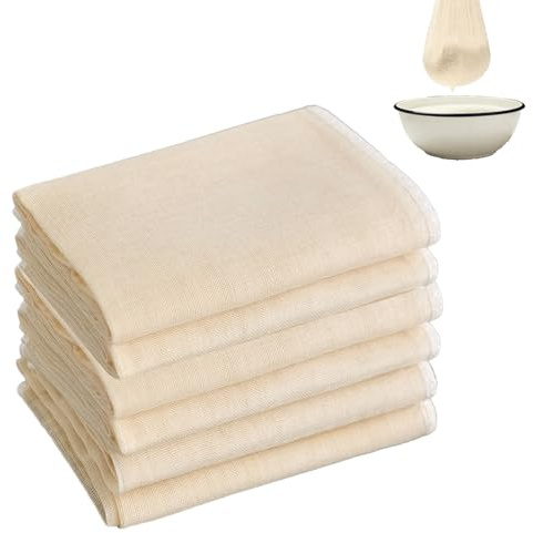 Lot de 6 étamines réutilisables en coton avec ourlet, pour yaourt, lait de noix, jus, fromage