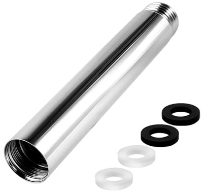 LEONTOOL Bras d’extension pour pommeau de douche Rallonge de douche de 4 pouces femelle vers mâle G1/2 pouce Prolongateur de tuyau de douche en acier inoxydable avec ruban adhésif et machine à laver