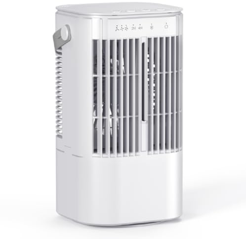 Portable Air Cooler - Mini Air Conditioner with Handle,Upgraded Portable Small Air Conditioner Mini Evaporative Cooler Small AC with 3 Wind Speed & 7 Night Light for Room Home Bedroom