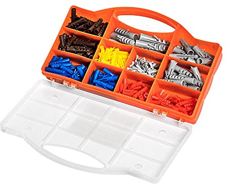 330 Stück Dübel Set Spreizdübel sortiertes Dübelsortiment groß in einer Box Dübelset mit Dübeln in 4mm 5mm 6mm 7mm 8mm 10mm 12mm im Klarsichtkoffer
