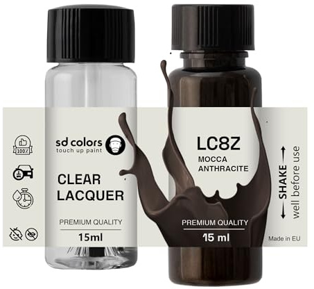 SD COLORS Neue lackstift MOCCA ANTHRAZIT LC8Z 3Q Reparatur KRATZEN 15 ml (Farbe+KLARLACK)