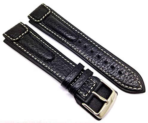 Sandtuhr Rios Militär Uhrenarmband schwarz mit Weißer Naht 20mm passend für Sinn Heuer