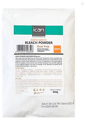 ican london dust free rapid white hair bleach powder 500 g