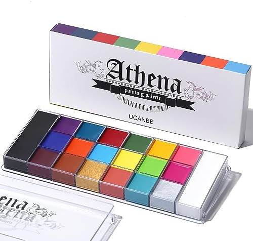 UCANBE Peinture Visage 20 Couleurs - Fard Gras Peinture Corporelle Longue Durée Sécurité, Palette de Maquillage Halloween pour Théâtre, Carnaval, Scène, Clown, Cosplay