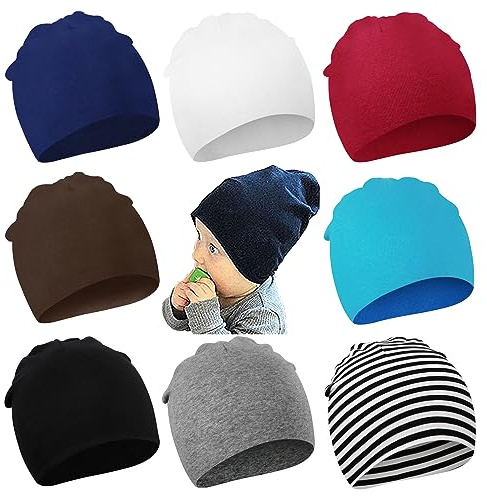 DRESHOW 8 stycken unisexmössa, pojkmössa, vårmössa, småbarn, vändbar barnmössa, jerseyslouch, beanie, kläder, unisexbabymössa, 8-pack 34-2, 2-6 År