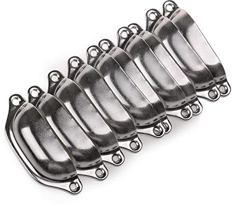 U Yoo Lot de 10 Poignées de Meuble Vintage Boutons de Meuble Poignées de Porte Coquille Avec de Vis Idéal pour Tiroirs Armoires Commandes Placards, 98 mm (Argenté)