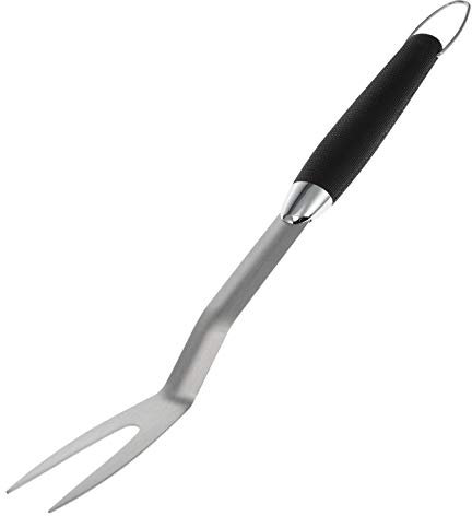 bremermann Fourchette à barbecue - Longue fourchette à viande en acier inoxydable avec poignée souple et œillet - Accessoire de barbecue
