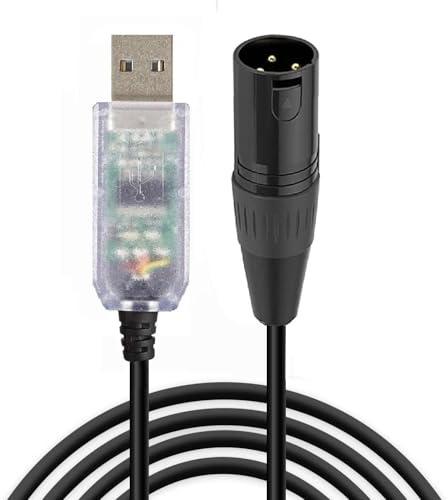 Feanteek Cable adaptador USB a DMX RS485 Convertidor 3PIN XLR macho DMX512 Freestyler Software PC Control Dimmer Cable con soporte FTDI Chip Win10 Mac OS (6ft/1.8m)