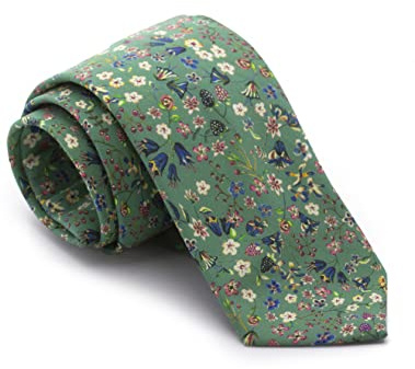 Cencibel Smart Casual Corbata Liberty Donna Leigh Verde Flores Azules y Rosas