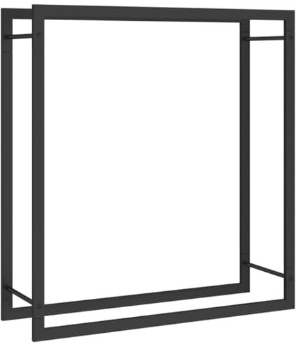 vidaXL Portalegna Nero Opaco 80x28x86 cm in Acciaio