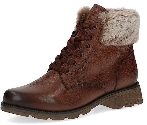 CAPRICE Damen Stiefeletten zum Schnüren mit Blockabsatz Gefüttert, Braun (Cognac Nappa), 40.5 EU