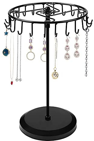 FISHSHOP Organizador Joyas,23 Ganchos Soporte de Joyas Giratorio Expositores de Bisuteria,Pendientes, Anillos, Pulseras, Relojes, Accesorios, Se Puede Desmontar