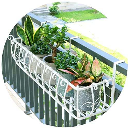 Fioriera in Ferro Battuto per Uso Domestico Ringhiera Ringhiera Sospesa Supporto per Piante Bellissimo Portavaso Verde per Ufficio, Negozio di Fiori, Hotel Scaffali Porta Piante (Color : Bianca, S :