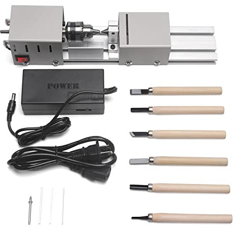 JORAsa Mini tornio DC12-24V 96W Mini tornio per Legno Lucidatrice Perline Fresatrice Fai-da-Te Rettifica Lucidatura Perline Trapano Utensile Rotante e Accessori per la Lavorazione del Legno da Tavolo