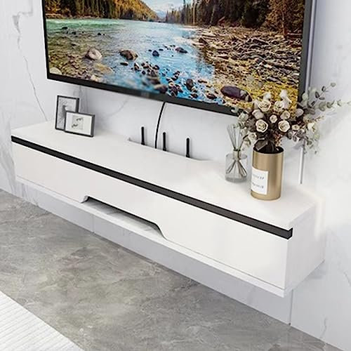 TV Lowboard Hängend aus Holz,150cm Hängeboard Wohnwand, Wand befestigter schwimmender TV-Ständer Unterhaltungsmedienkonsolen-Center Großer Aufbewahrungsschrank für Wohnzimmer Home Office