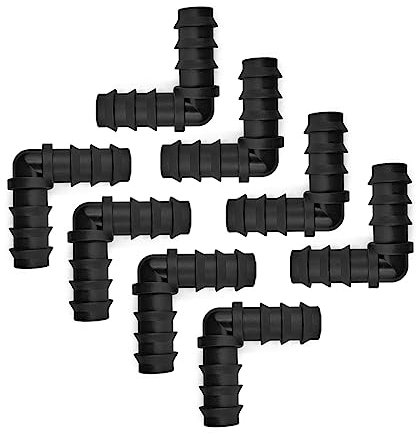 LICQIC 13 mm (1/2 Inch) Pipe/Hose Irrigation Connectors, Garden Irrigation Fittings, Soaker Hose Connectors, 8 Pcs Elbow