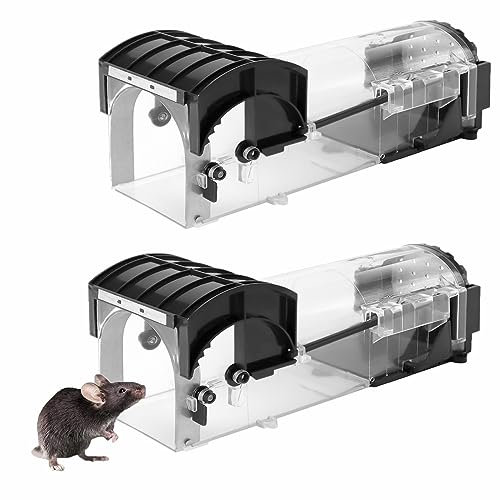 LSRVNM 2 Pezzi Trappole per Topi, Trappola per Roditori Vivi, Rilascio Senza Contatto, Trappola per Ghiri Riutilizzabile Facile da Pulire, per Uso Interno e Esterno