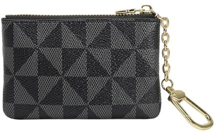 Small Leather Purse,Portable Small Coin Pouch with Keychain,Coin Purses for Women with Zip,Mini Purse for Card and Coin,Men's and Women's Coin Purses & Pouches (Black)