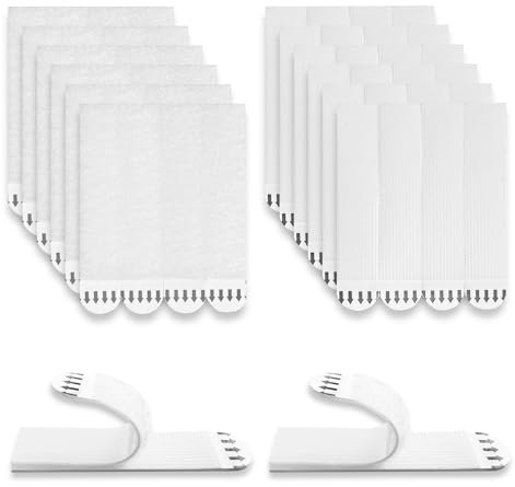 SHFYFHS 24 Paia (48 Pezzi) Strisce Appendi Quadri Adesive, Appendi Quadri Senza Chiodi Strisce, Strisce Adesive Rimovibili Strisce Adesive, per Quadri, Cornici, Decorazioni Natalizie e Poster(Bianche)