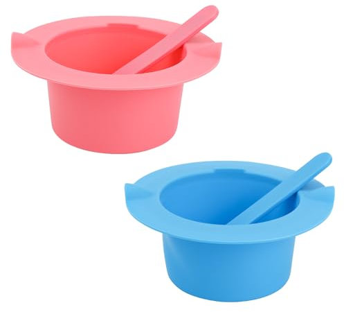 2er-Set Silikon-Wachswärmerliner-Kit für Wachswärmer, Antihaft-Wachstopf-Silikon-Schalenersatz, wiederverwendbarer Wachsschmelzer-Liner mit 2 Silikonspateln für die Haarentfernung (Blau &Rosa)
