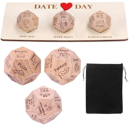 Meetory Set di 3 dadi per appuntamenti notturni, romantici, giochi di dadi per coppie, tiri decisionali, compleanni, anniversari, San Valentino, matrimonio, regalo unico per lui e per lei