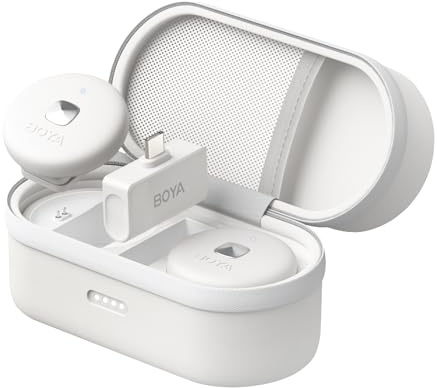 BOYA Omic-U-W Drahtloses Lavalier-Mikrofon für Android/iPhone 15/Laptop/PC, USB Typ-C Mini Ansteckmikrofon, 20H Batterie, für Videoaufnahmen YouTube Live Streaming Interview (Weiß)