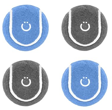 Ubbi Tennis Balls for Dogs, Interactive and Durable Fetch Toys for Medium Dog Breeds, Blue & Charcoal, 4 Pack | Durable Natural Rubber Fetch Toys for Medium Dogs, Non-Toxic Chew Safe Balls for Interactive Play, Blue & Charcoal Gray