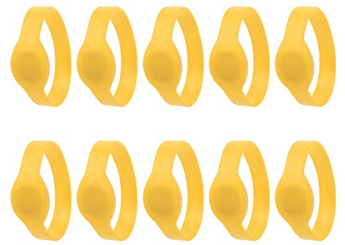 10 Pièces Bracelets RFID 13.56mhz étanche Porte D'entrée Contrôle D'accès Carte D'identité Bandes de Fête Entrée pour Hôtel Piscine Sauna Salle(Jaune)