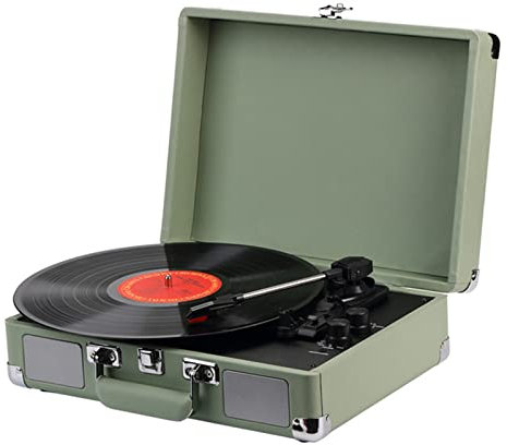 HAVVMK Tocadiscos Bluetooth con Tocadiscos de Vinilo, con Tocadiscos de Maleta Vintage de 3 velocidades, fonógrafo nostálgico portátil