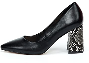 Rio Fiore Tacones, Zapatos de Tacón Mujer, 8 cm Tacón Bloque, Negro, Cuero Sintetica, DL983-0716-15 (Black PU, 36 EU)