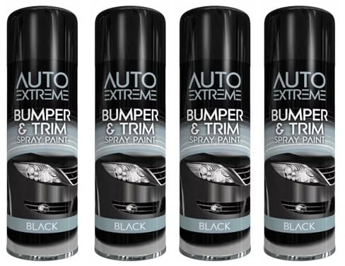 DIOXSTAR Bumper and Trim Black Spray Paint, Quick Drying Paint, Interior & Exterior Use, All Purpose Spray Paint for Metal, Wood, Plastic, 300ML (4 PCS)