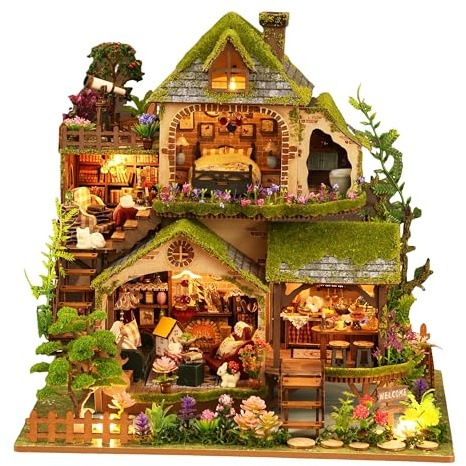 RHZN Miniature House Kit, Dollhouse Kit, Miniature Kit, DIY Mini House Building Kit for Adult, Forest Adventure