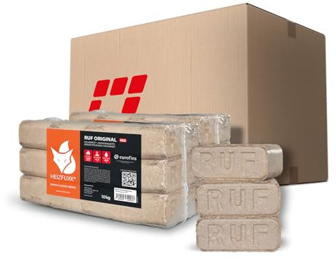 HEIZFUXX Holzbriketts Ruf Original Red 10kg x 2 Gebinde 20kg Paket Hartholzbriketts Kaminbriketts Ofenbriketts Brennholz Brikett Gluthalter Briketts Paligo
