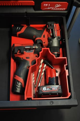 Packout Inserto para adaptarse a taladro de combustible M12 y combo de destornillador de impacto, compatible con sistema de caja de herramientas Packout, organizador protector para los modelos 3403-20
