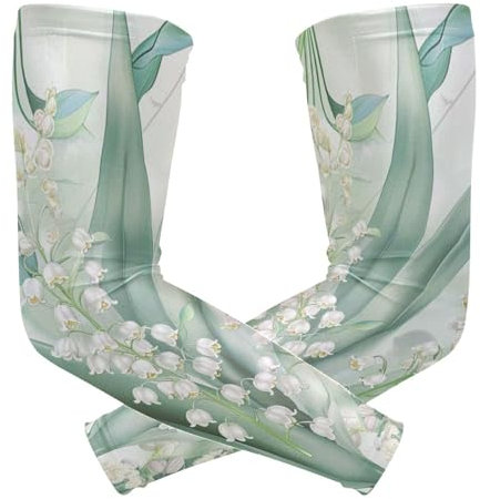 WDdZzyy Lily Of Valley - Manicotti a compressione per bambini e ragazzi, protezione solare UV, per pallavolo, basket, ciclismo, taglia M, Fiori di mughetto fresco, 1 size-M