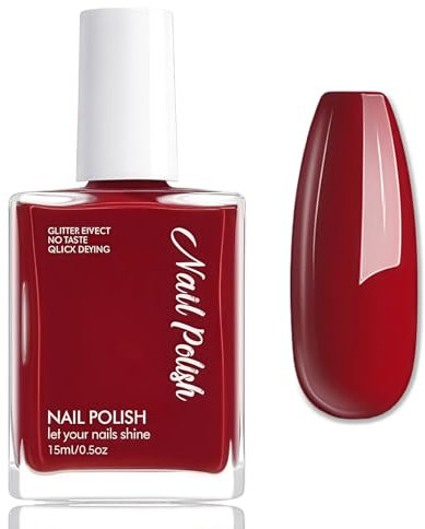 Nagellack Rot - 15Ml Glänzend Nagellack Schnelltrocknend - Ungiftiger Nagelack auf Wasserbasis für Frauen - Peel off Nail Polish für Nail Art Regular Nagelack (Red)